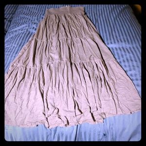 Grey/tan tiered maxi skirt